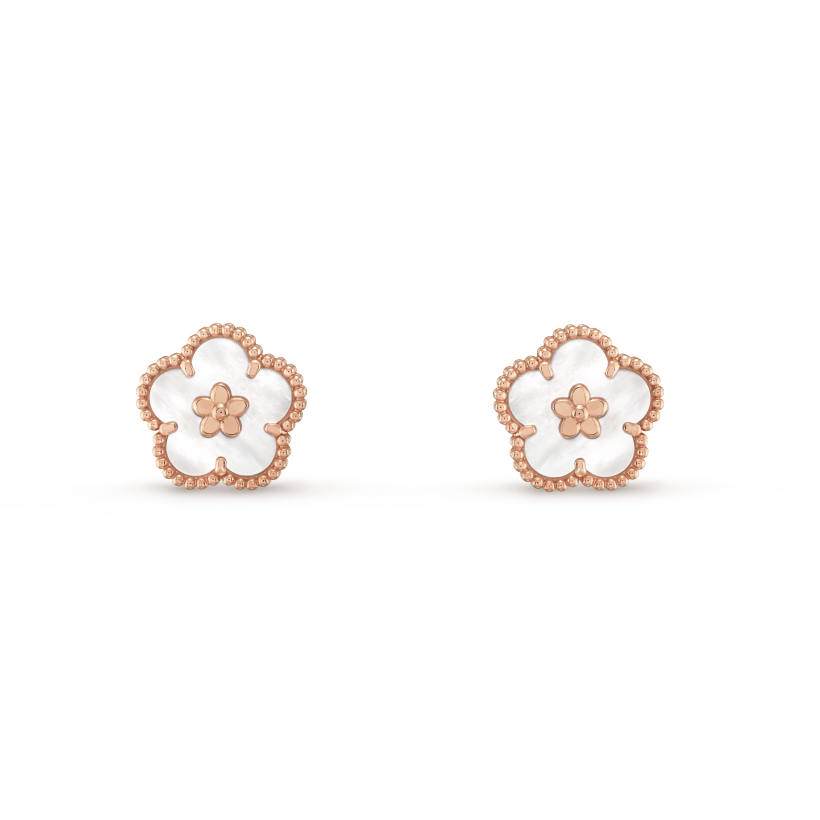 18K Lucky Spring Plum Blossom Earrings