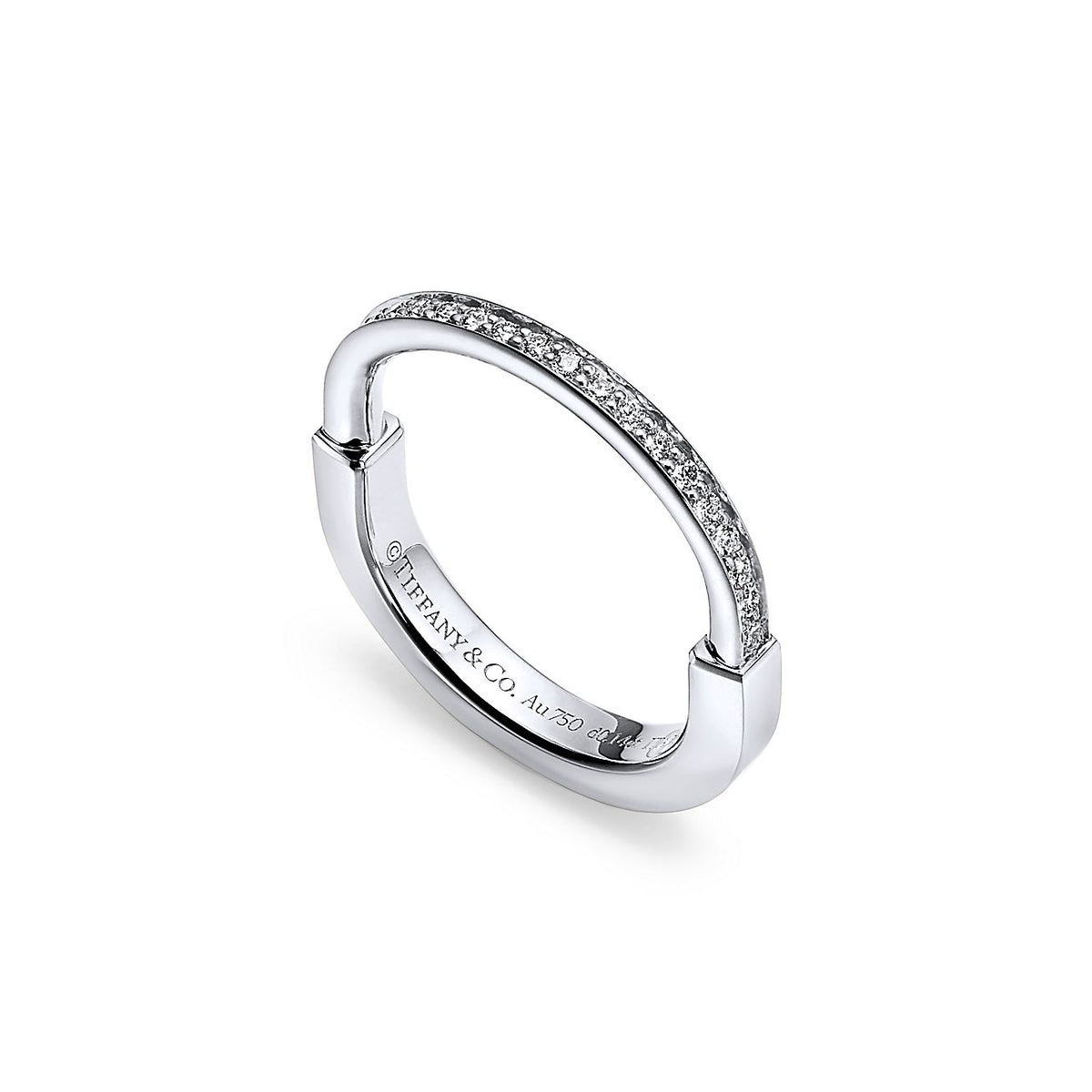18K Tiffany Lock Diamonds White Gold Ring