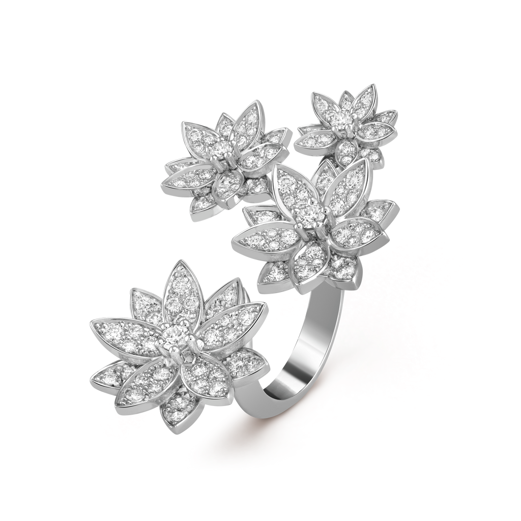 18K Lotus Between the Finger 4 Flowers Ring