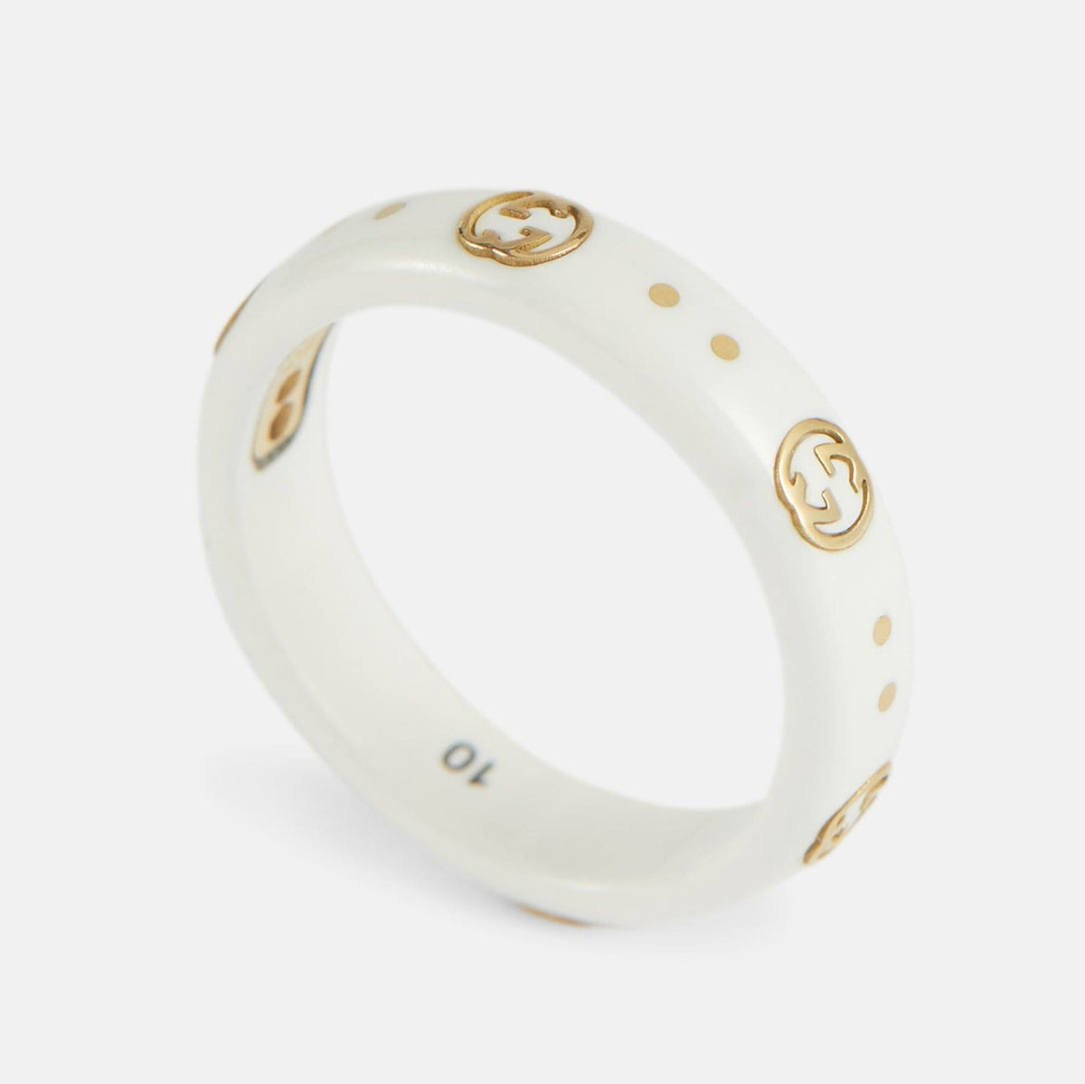 18K Double Gucci Icon White Zirconia Ring
