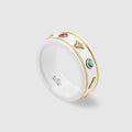 18K Double Gucci Icon With Gemstones White Zirconia Ring
