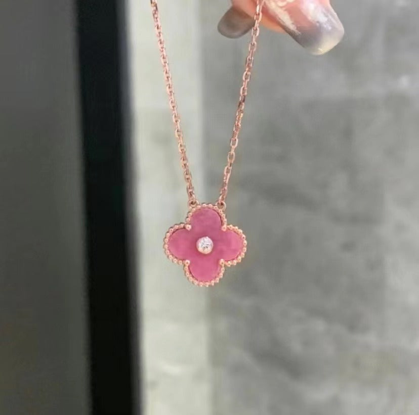 Pink Diamond Clover Necklace