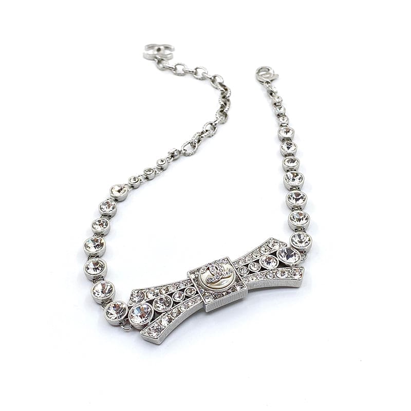 18K  Chanel Diamond Bow Tie Pendant Necklace