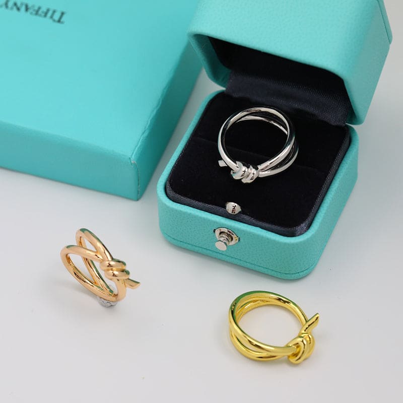 18K Rose Gold Tiffany Knot Double Row Ring
