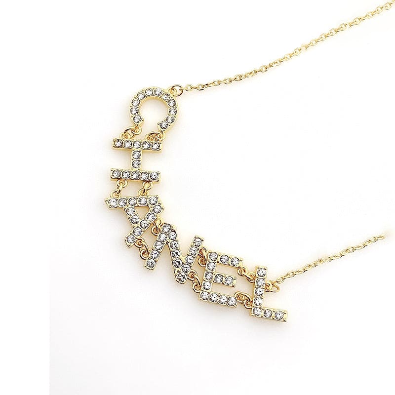 18K  Chanel Crystal 90's Icon Logo Necklace