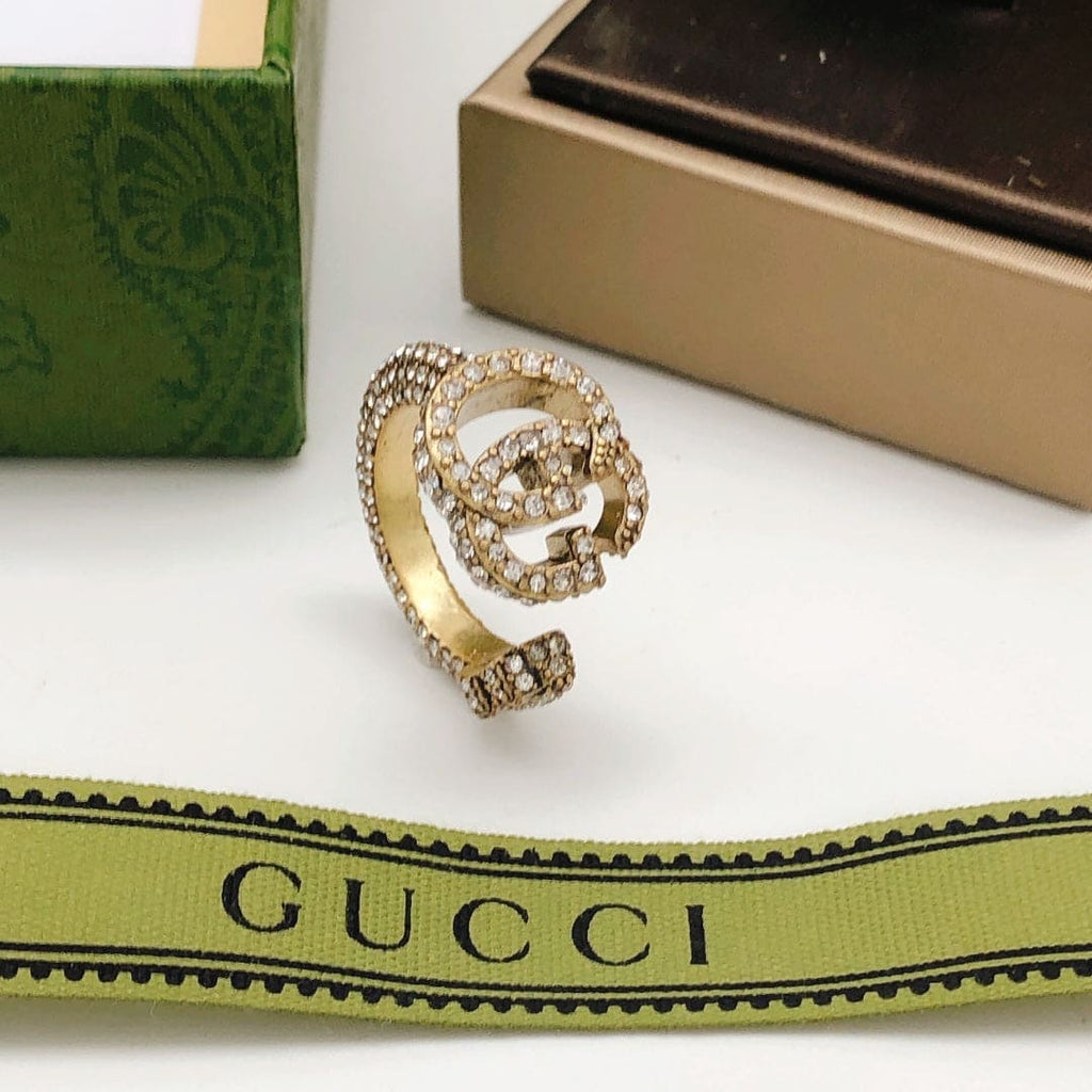 18K Double Gucci Crystal Ring