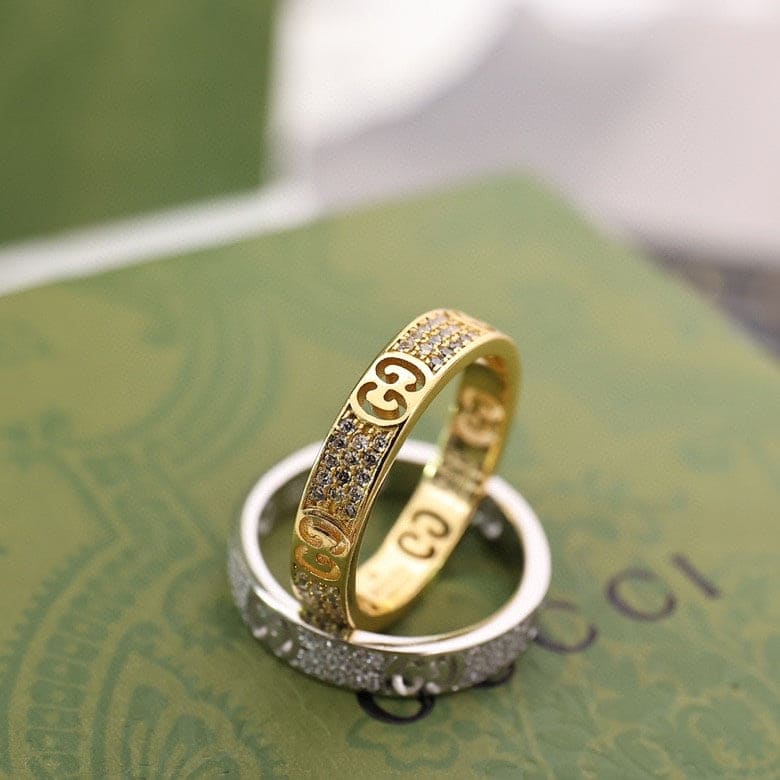 18K Double Gucci Icon Full Diamonds Ring