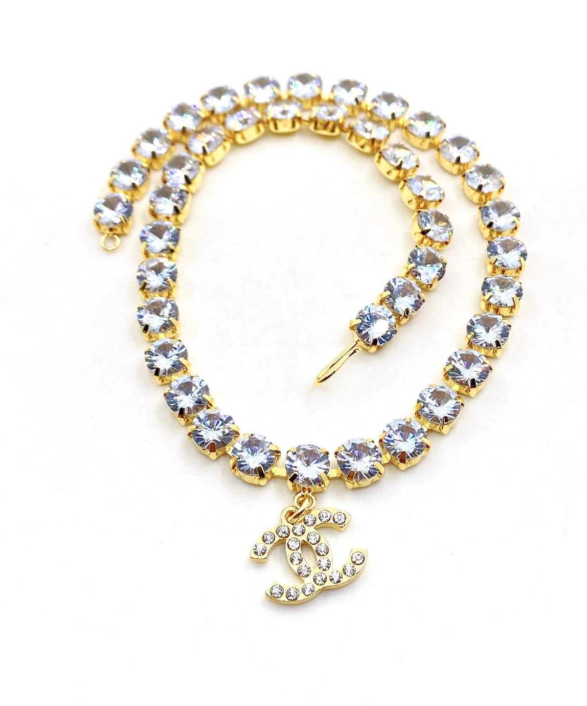 18K  Chanel Crystals Chain Necklace