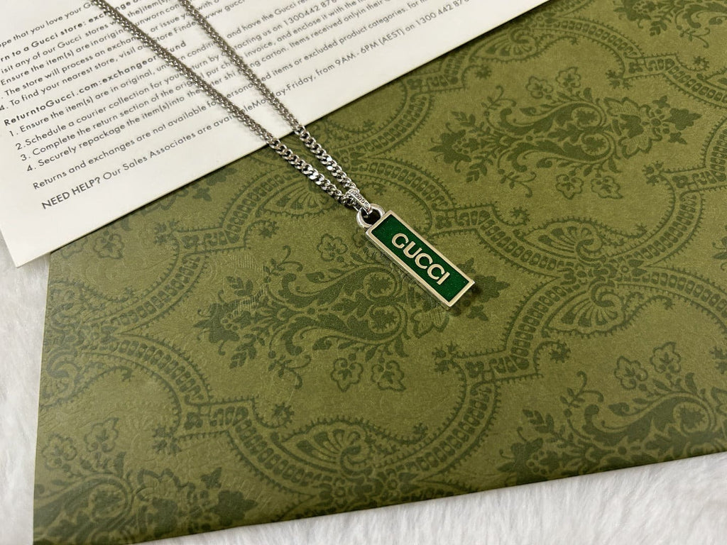 Double Gucci Enamel Pendant Necklace
