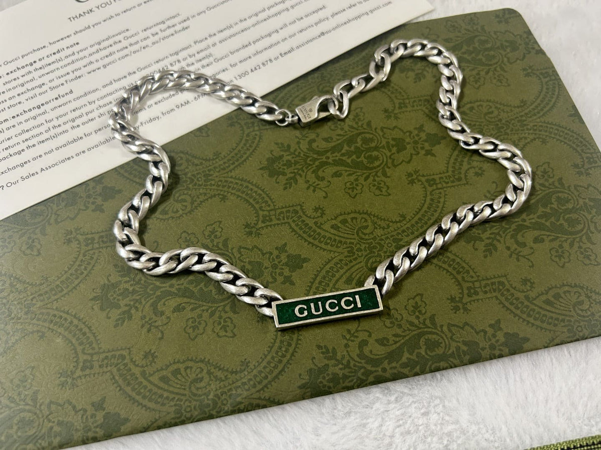 Double Gucci Enamel Chain Necklace