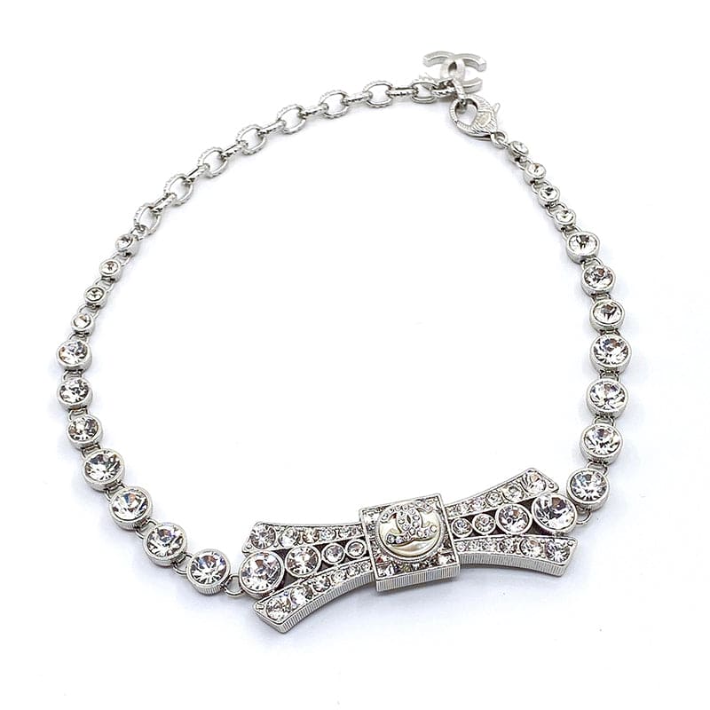 18K  Chanel Diamond Bow Tie Pendant Necklace
