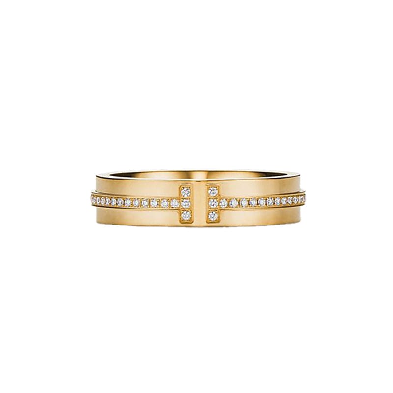 18K Yellow Gold Tiffany Narrow Diamond Ring