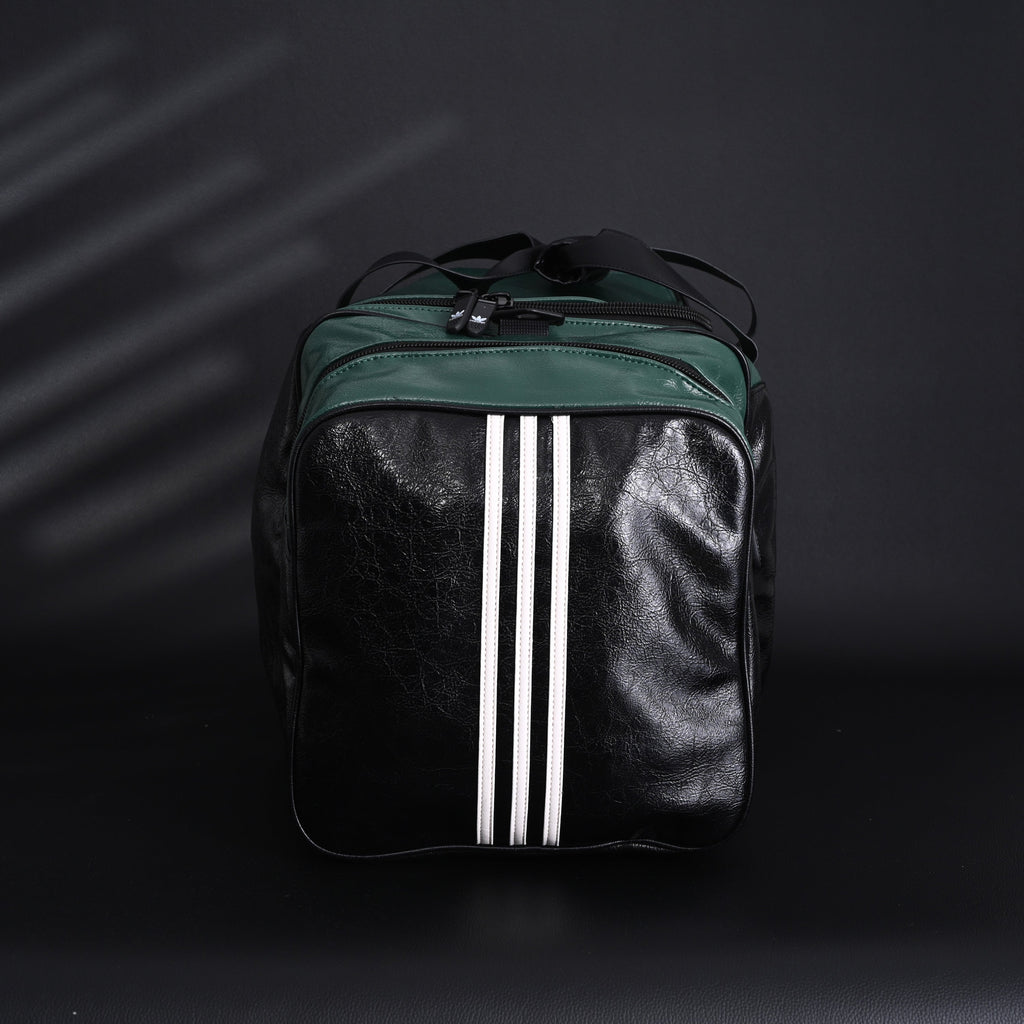 Balenciaga x adidas Large Duffel Travel Bag – Black & Green with Trefoil Logo and Triple Stripes