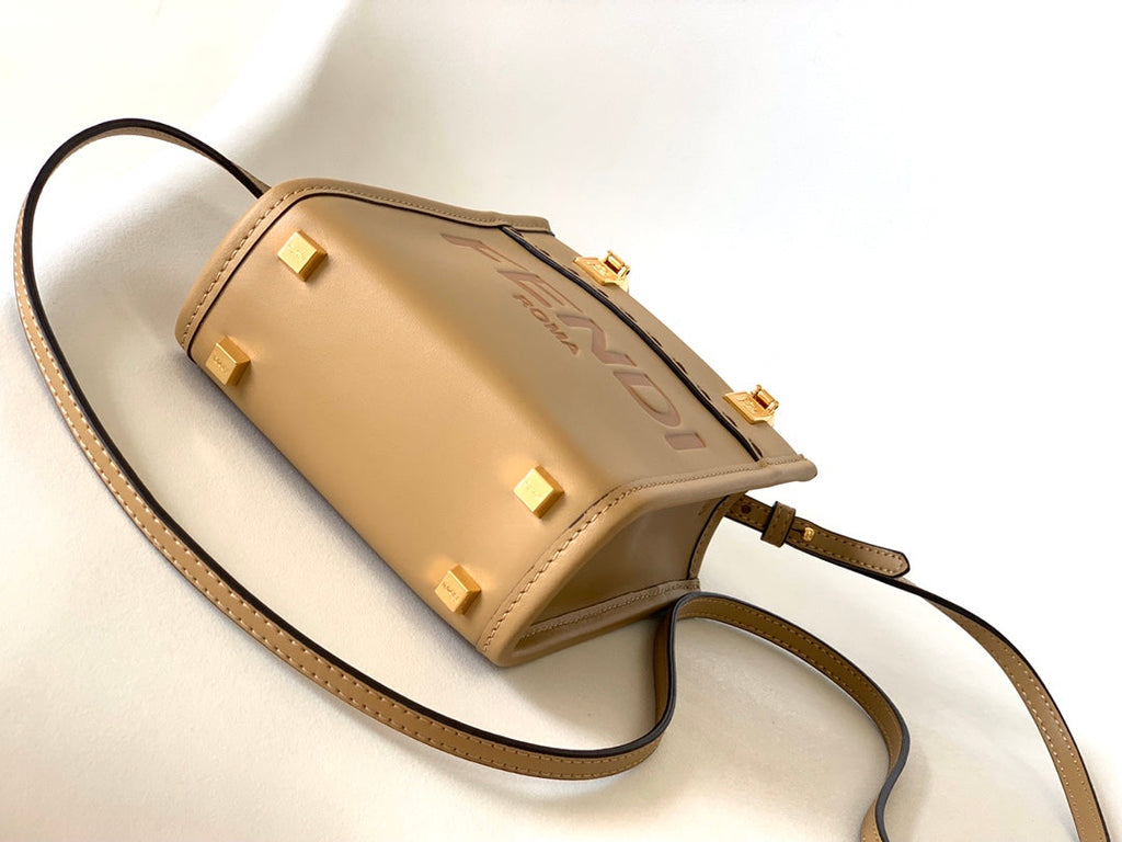 Fend Mini Sunshine Shopper Bag 18 Beige Leather