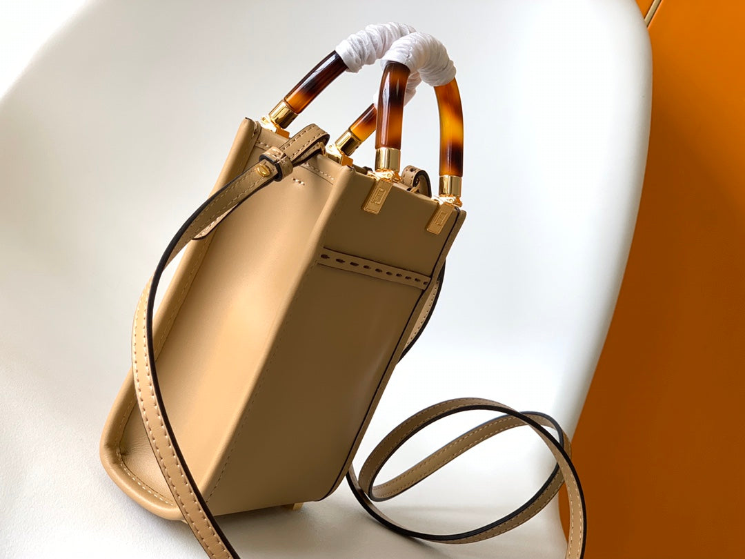 Fend Mini Sunshine Shopper Bag 18 Beige Leather