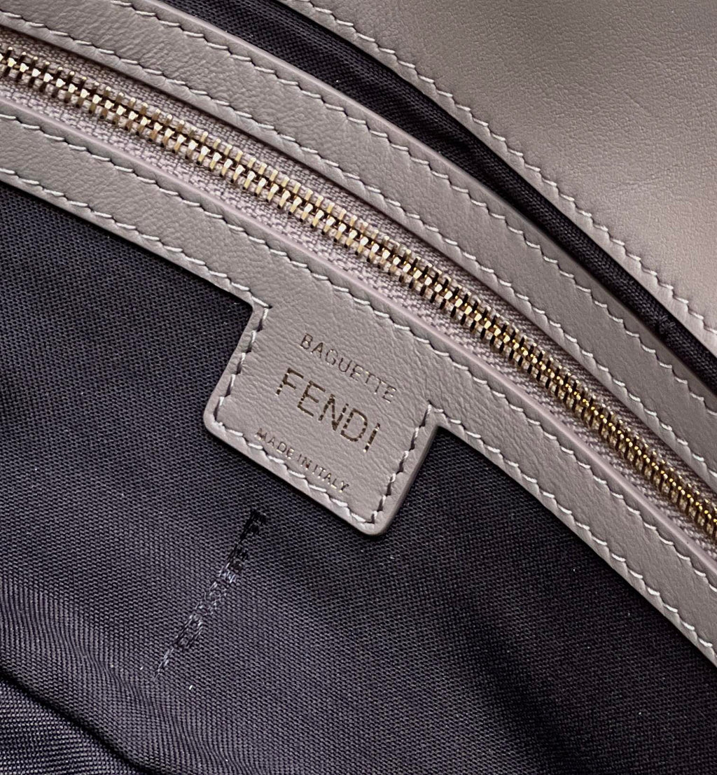 BAGUETTE WITH FF MOTIF 27 IN PINE CONE SOFT LAMBSKIN GOLD HARDWARE