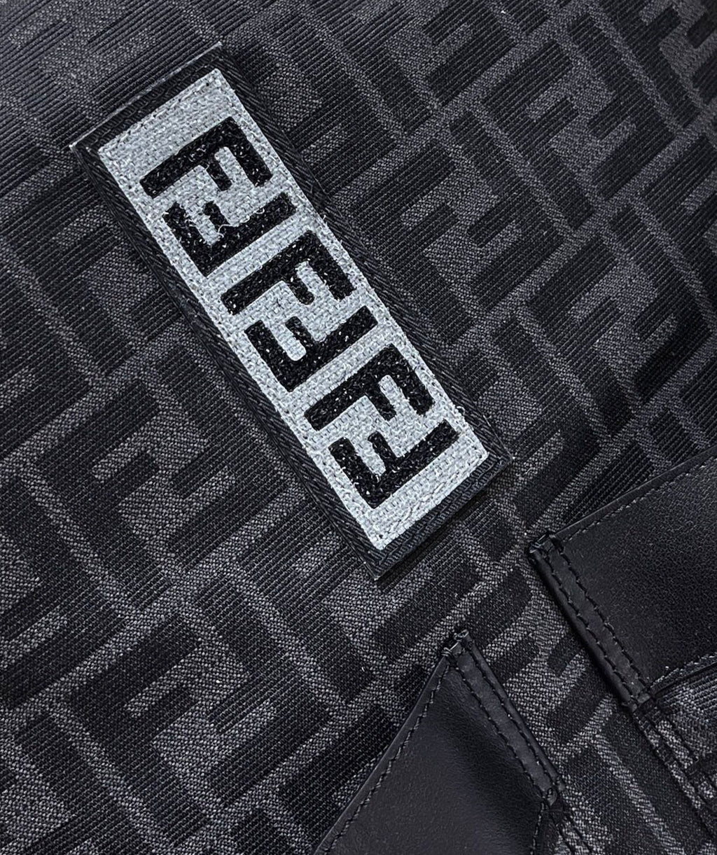 FENDI STRIKE LARGE 46 FF BLACK JACQUARD FABRIC BACKPACK