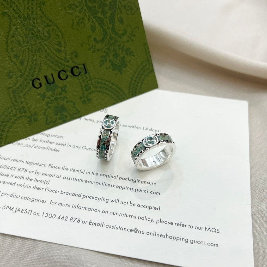 Double Gucci Interlocking Gucci Turquoise Ring