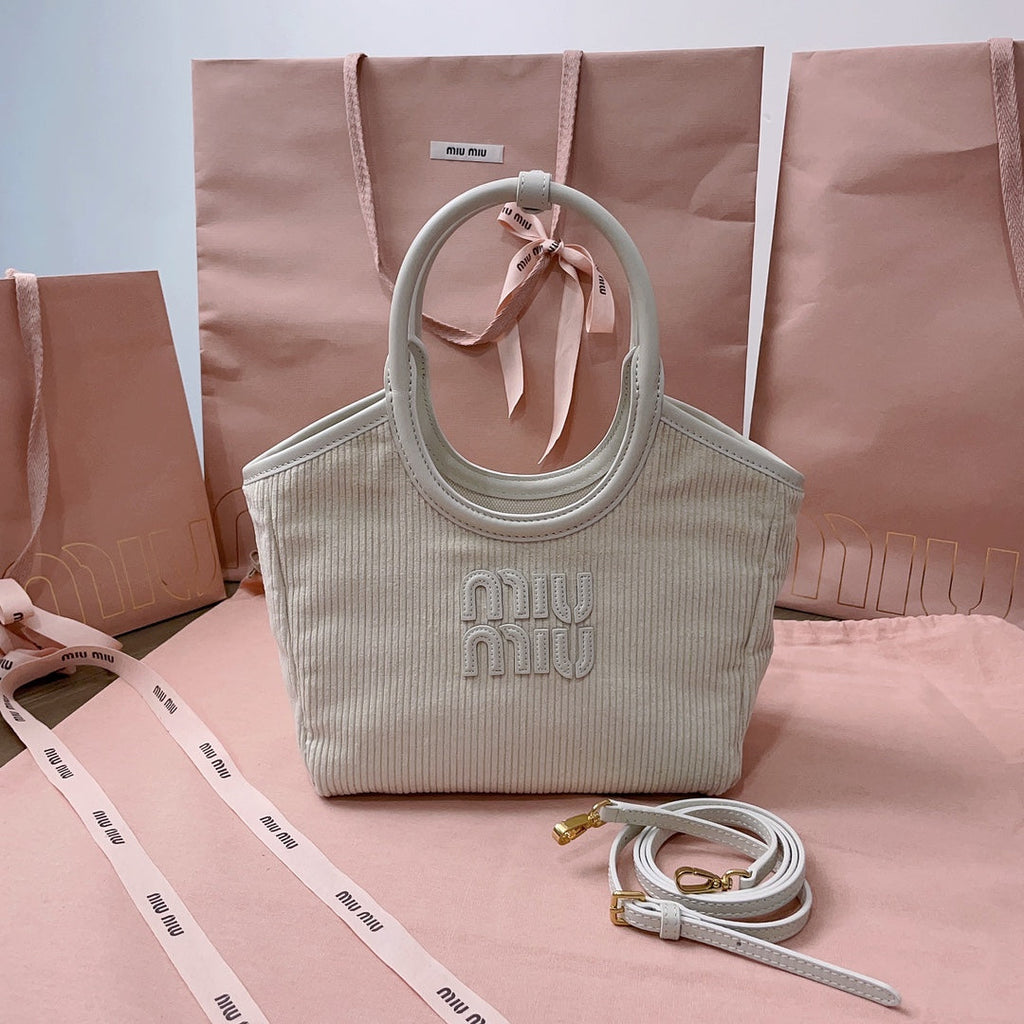IVY HANDBAG 22 IN WHITE CANVAS
