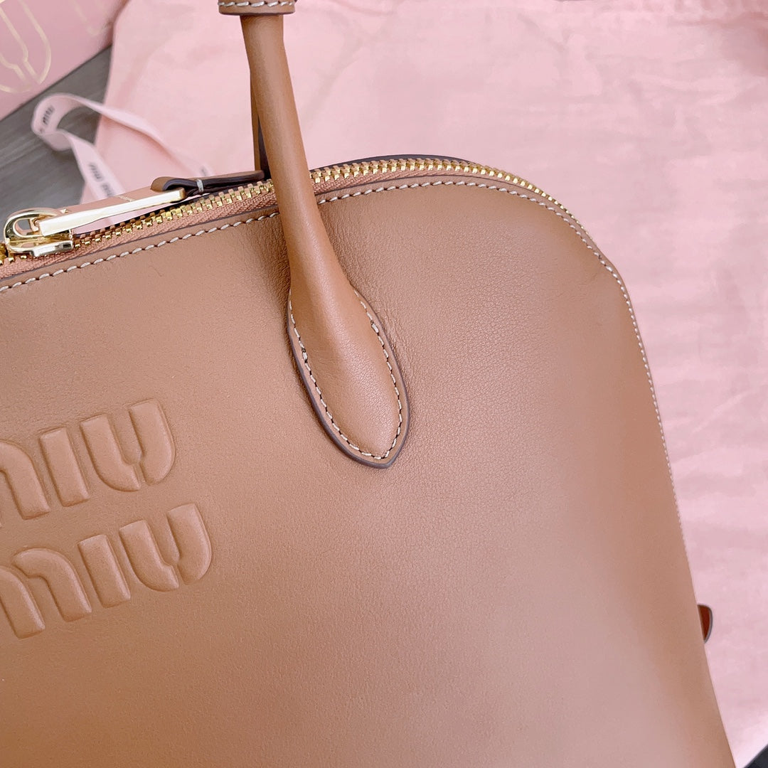 LARGE SHELL BAG 38 IN BRONZE BROWN CALFSKIN