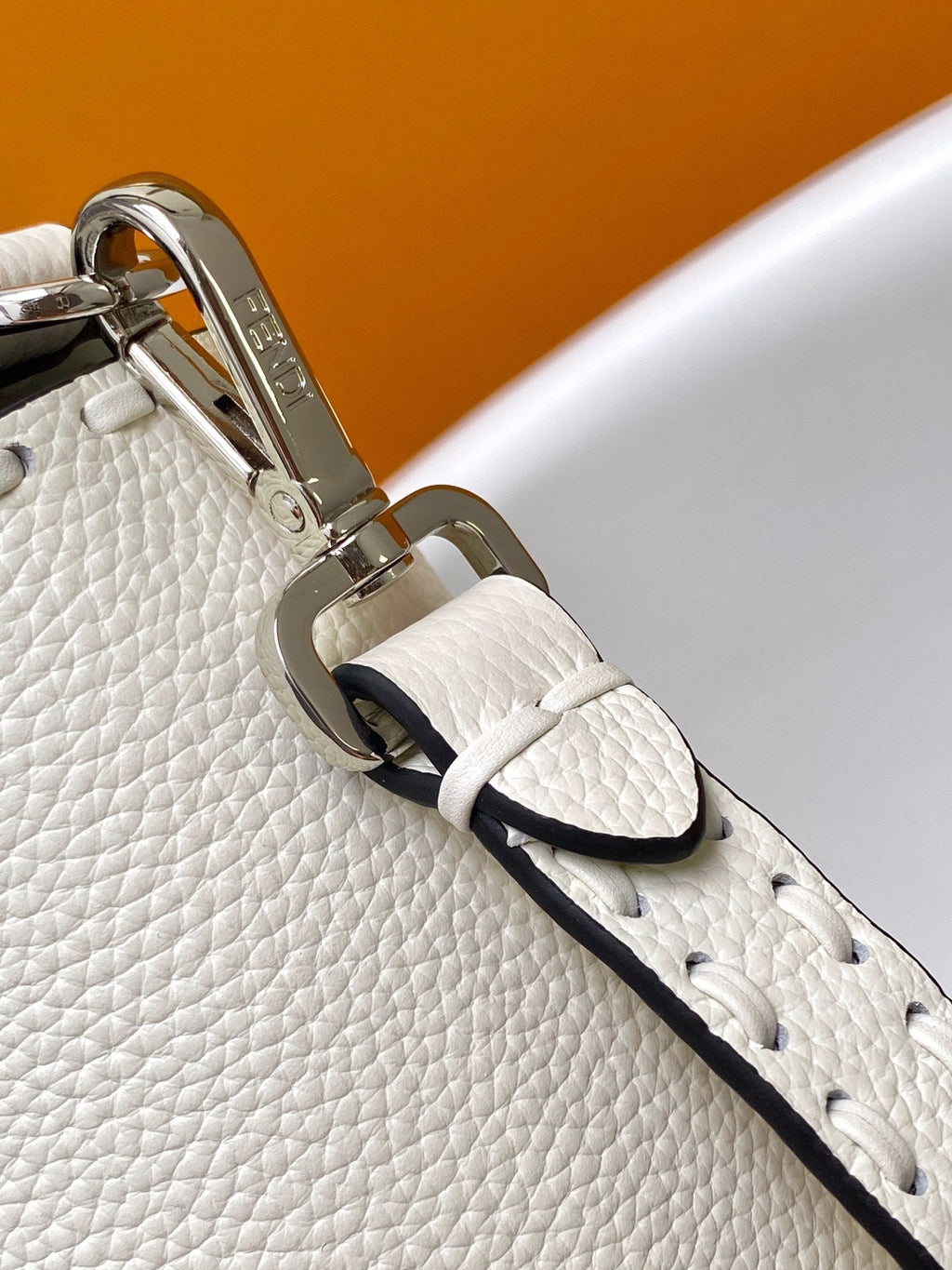 Fend Baguette 27 Bag White Calfskin Shw