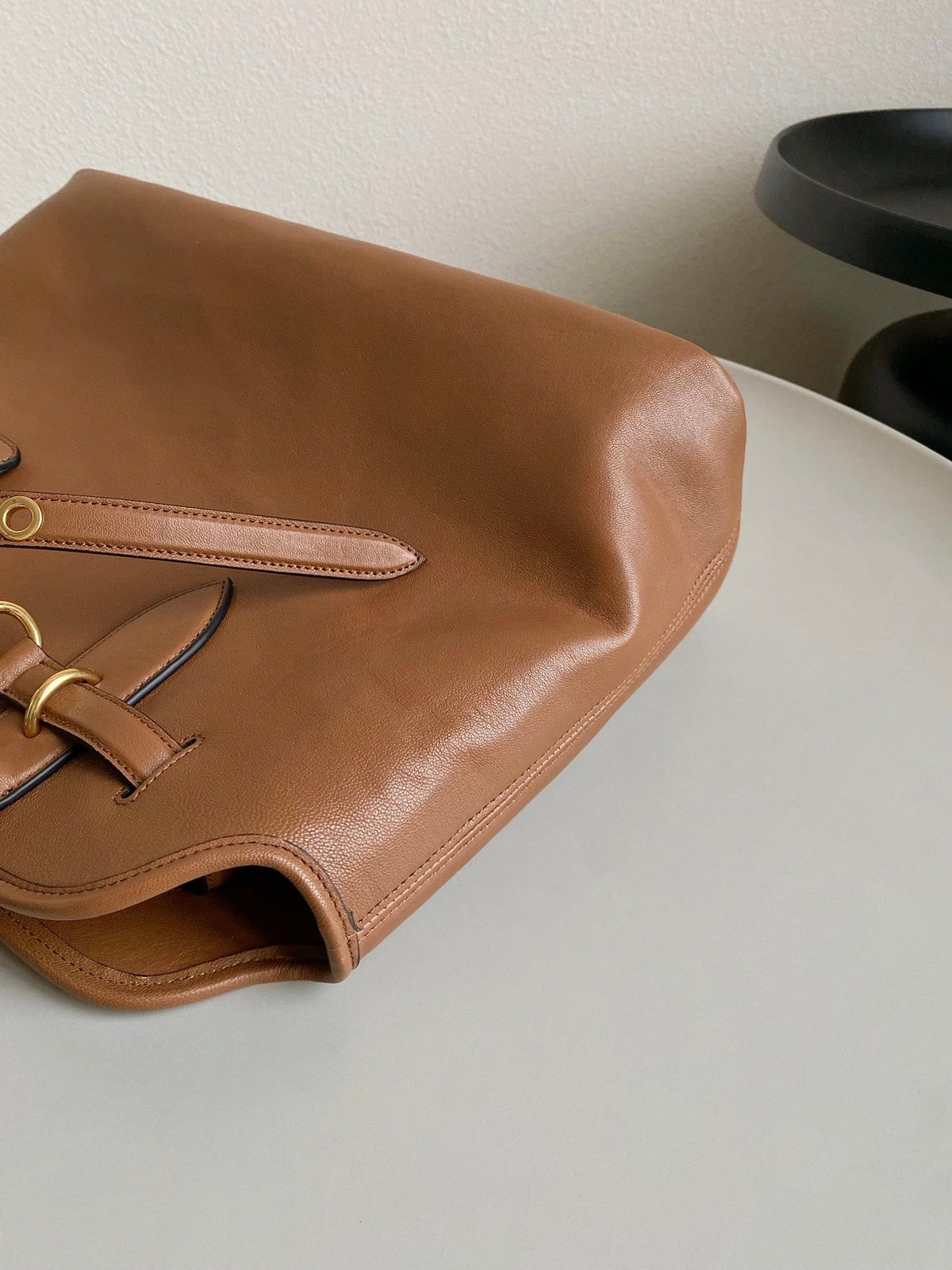 LARGE HANDBAG 40 IN CINNAMON BROWN CALFSKIN