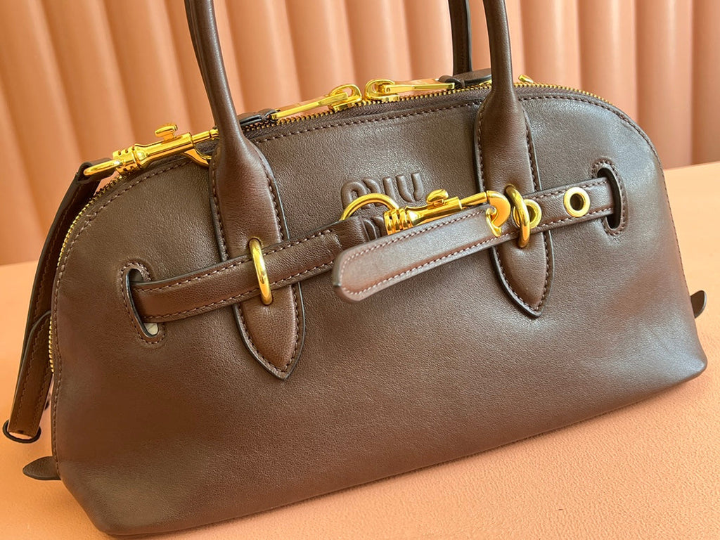 AVENTURE NAPPA BAG 33 IN CEDAR BROWN LAMBSKIN GOLD HARDWARE