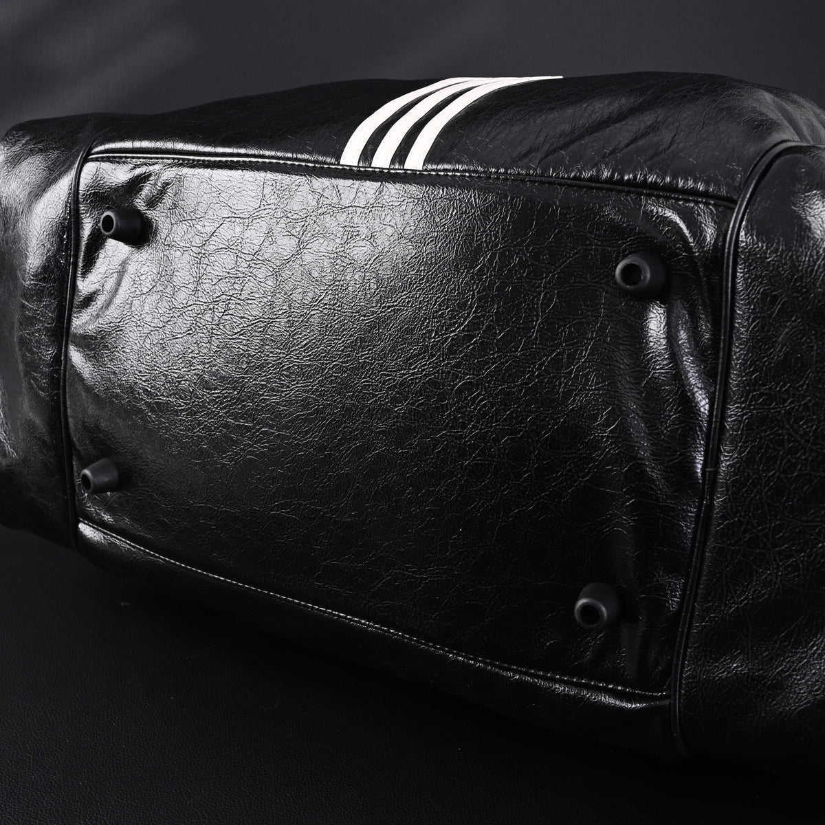 Balenciaga x adidas Large Duffel Travel Bag – Black with Trefoil Logo and Triple Stripes