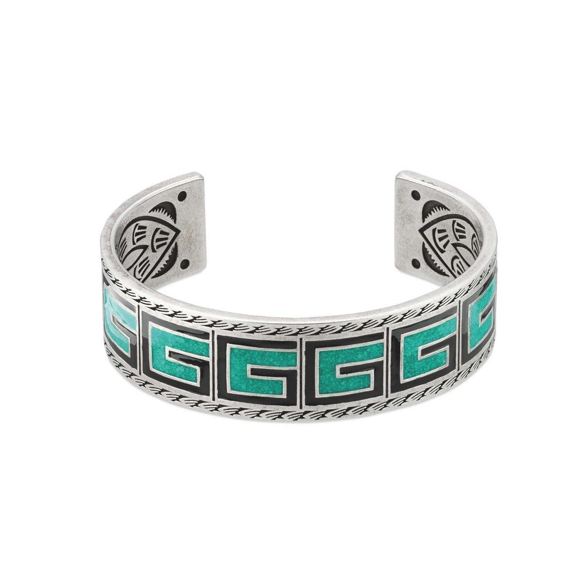 Double Gucci Cube Green Wide Bracelet