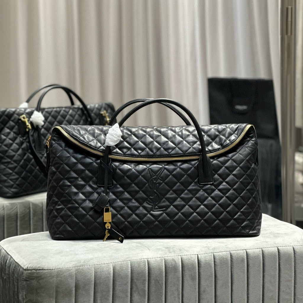 ES GIANT 56 BLACK COWHIDE LEATHER TRAVEL BAG
