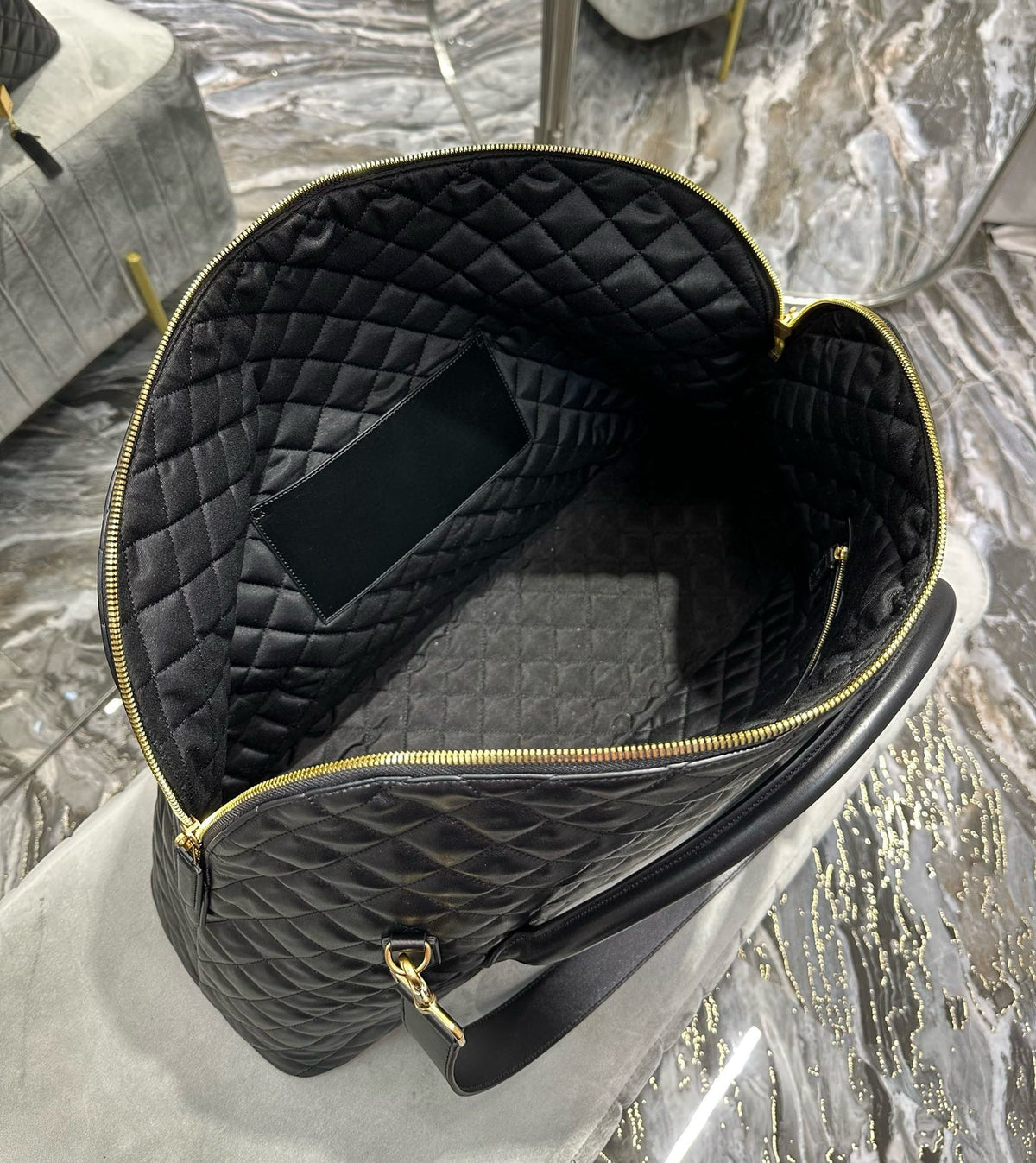 ES GIANT 56 BLACK COWHIDE LEATHER TRAVEL BAG