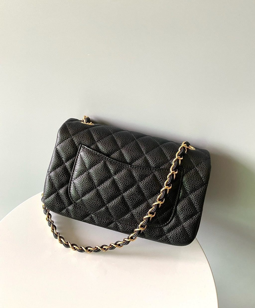 MINI RECTANGLE FLAP BAG 20CM BLACK CAVIAR GOLD HARDWARE