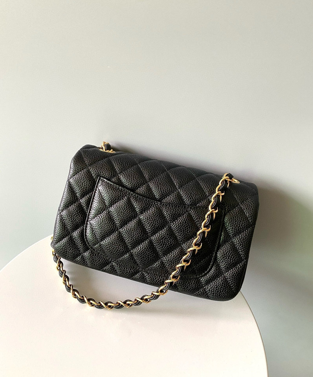 MINI RECTANGLE FLAP BAG 20CM BLACK CAVIAR GOLD HARDWARE