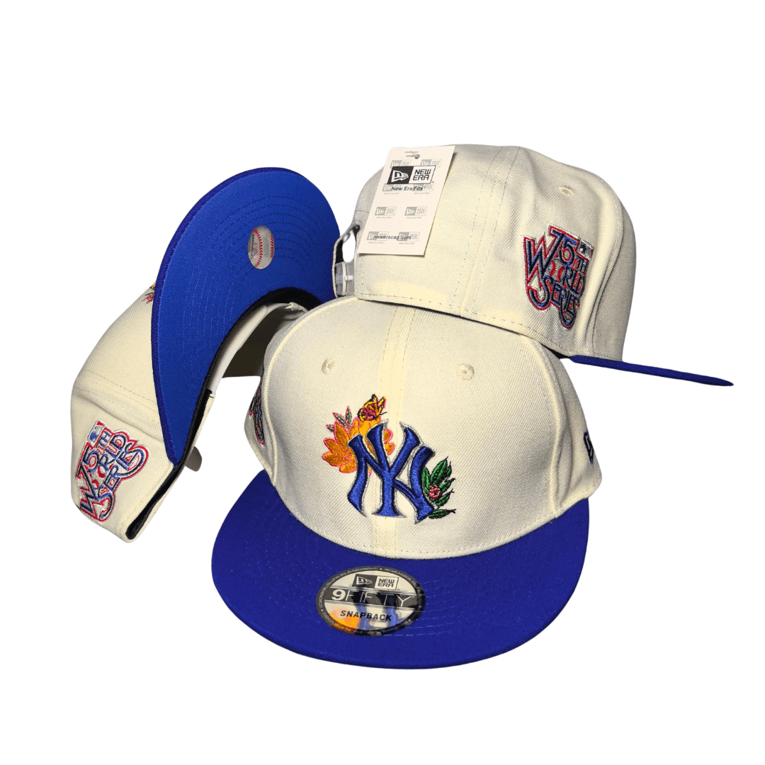 New York Yankees 9FIFTY with Floral Accents Cream and Royal Blue – Snapback Cap