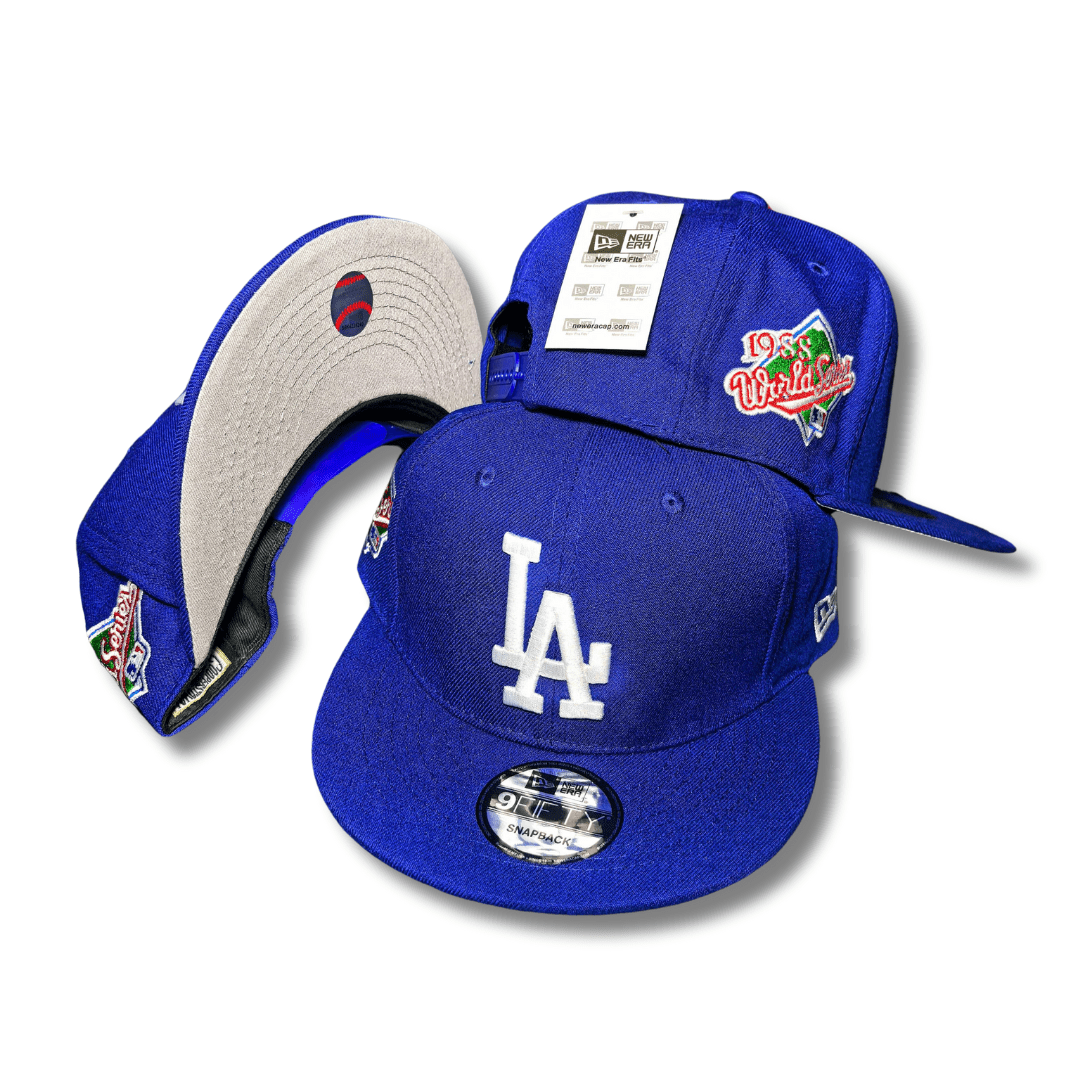 LA Dodgers with White Embroidered Logo and 1988 World Series Patch  Royal Blue – Snapback Cap