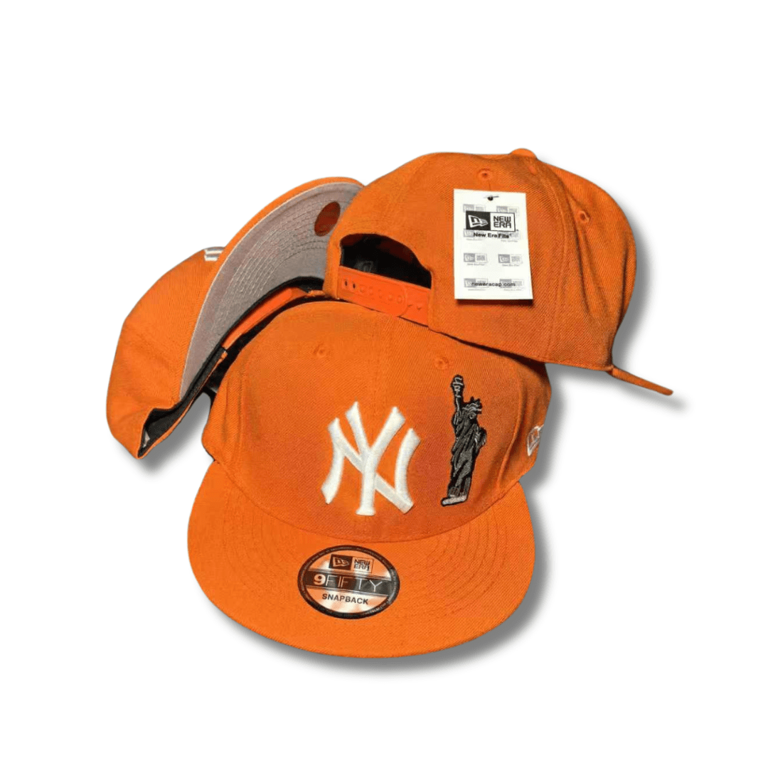 New York Yankees Orange with Statue of Liberty Design - Snapback Cap