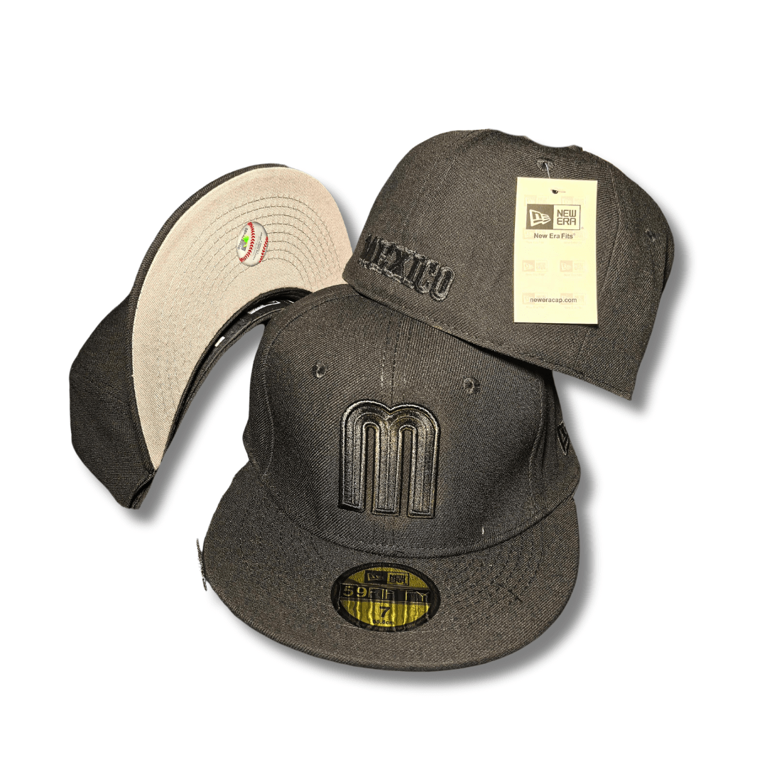Team Mexico with Embroidered Logo and Subtle Black Design - Fitted Cap