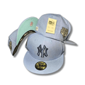 New York Yankees with World Series Patch and Mint Underbrim Light Blue – Fitted Cap