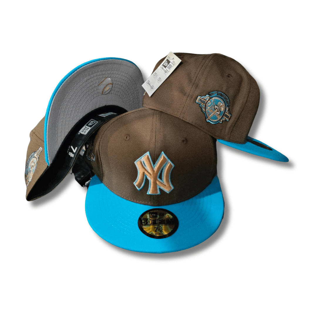 New York Yankees Brown and Aqua 59FIFTY with Side Patch - Fitted Cap