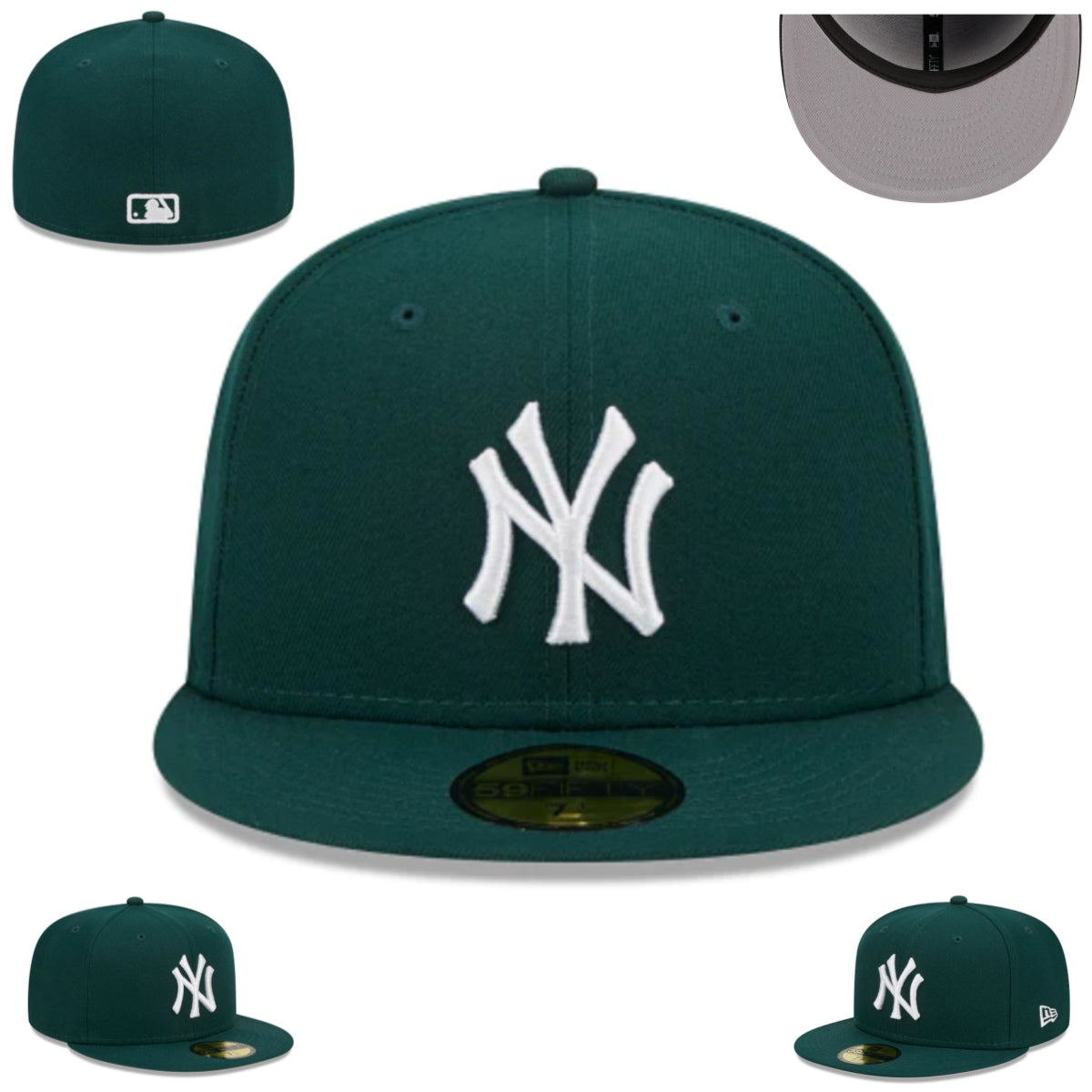 New York Yankees Green Fitted Hat with Classic Logo