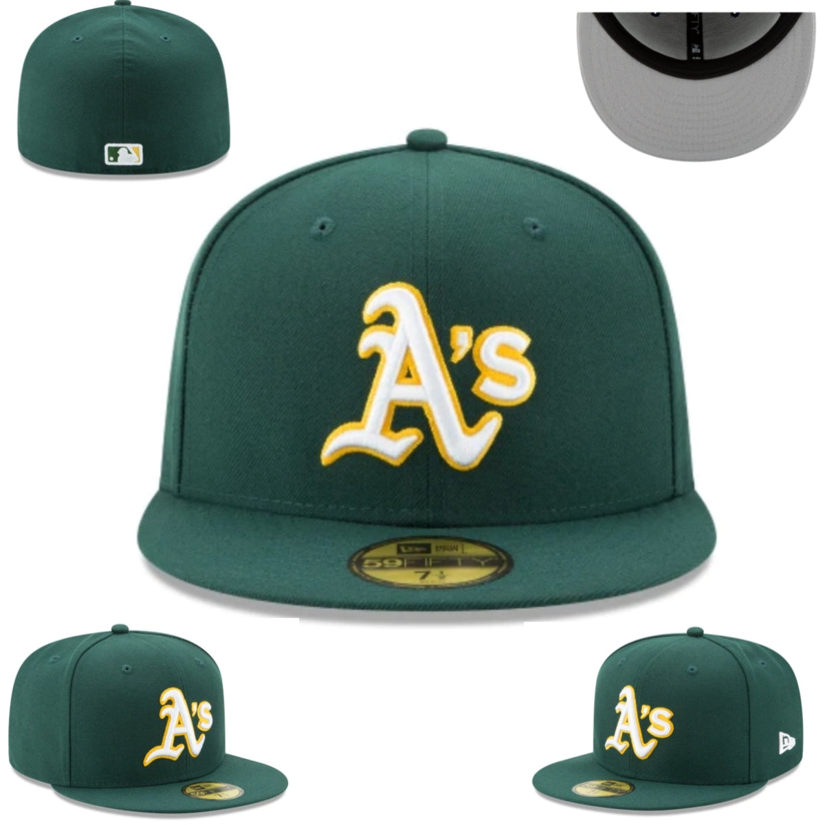 Oakland Athletics Fitted Hat – Forest Green with White and Gold Logo