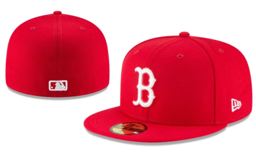 Boston Red Sox All-Red Fitted Cap with Classic White Logo