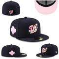 Washington Nationals Navy Pink World Series Floral Fitted Hat