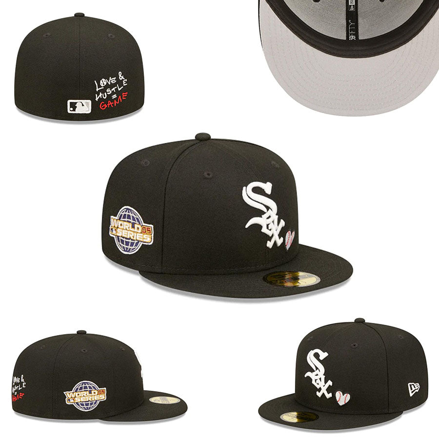 Chicago White Sox Love & Hustle 2005 World Series 59FIFTY Fitted Hat – Black with Heart Embroidery