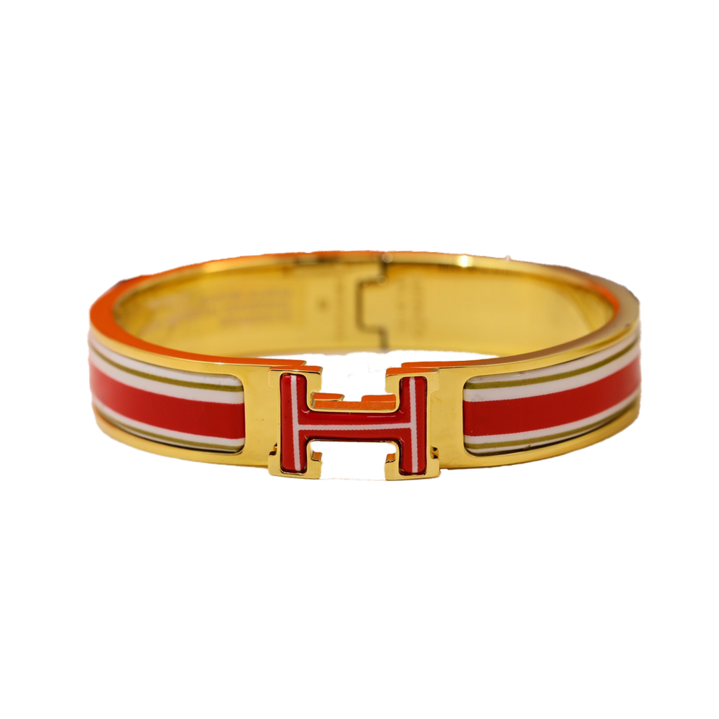 18K Clic Hermes Red & White Bracelet