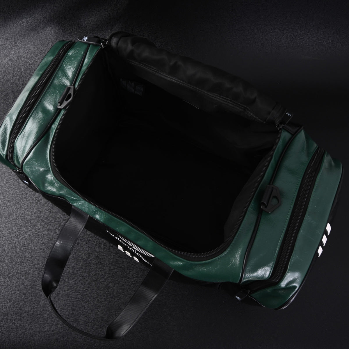 Balenciaga x adidas Large Duffel Travel Bag – Black & Green with Trefoil Logo and Triple Stripes