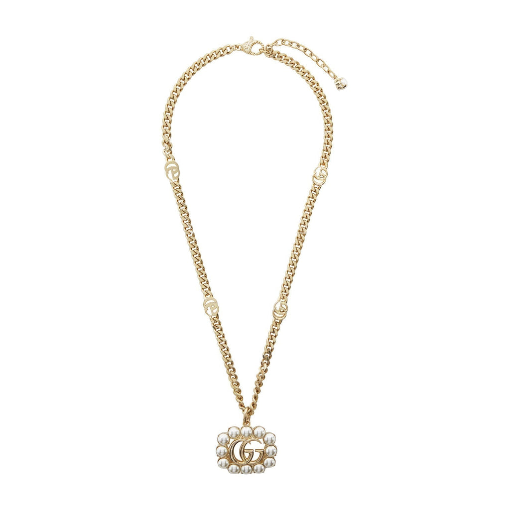 18K Double Gucci Pearl Double Gucci Necklace