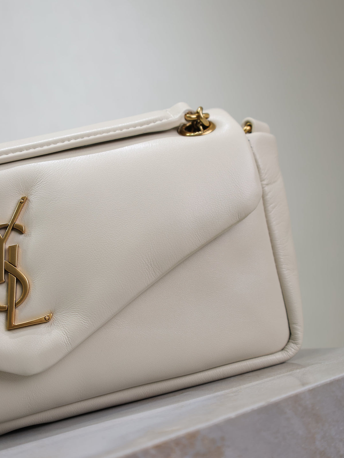 YSL 25S CALYPSO HANDBAG 26 IN IVORY LAMBSKIN GOLD HARDWARE