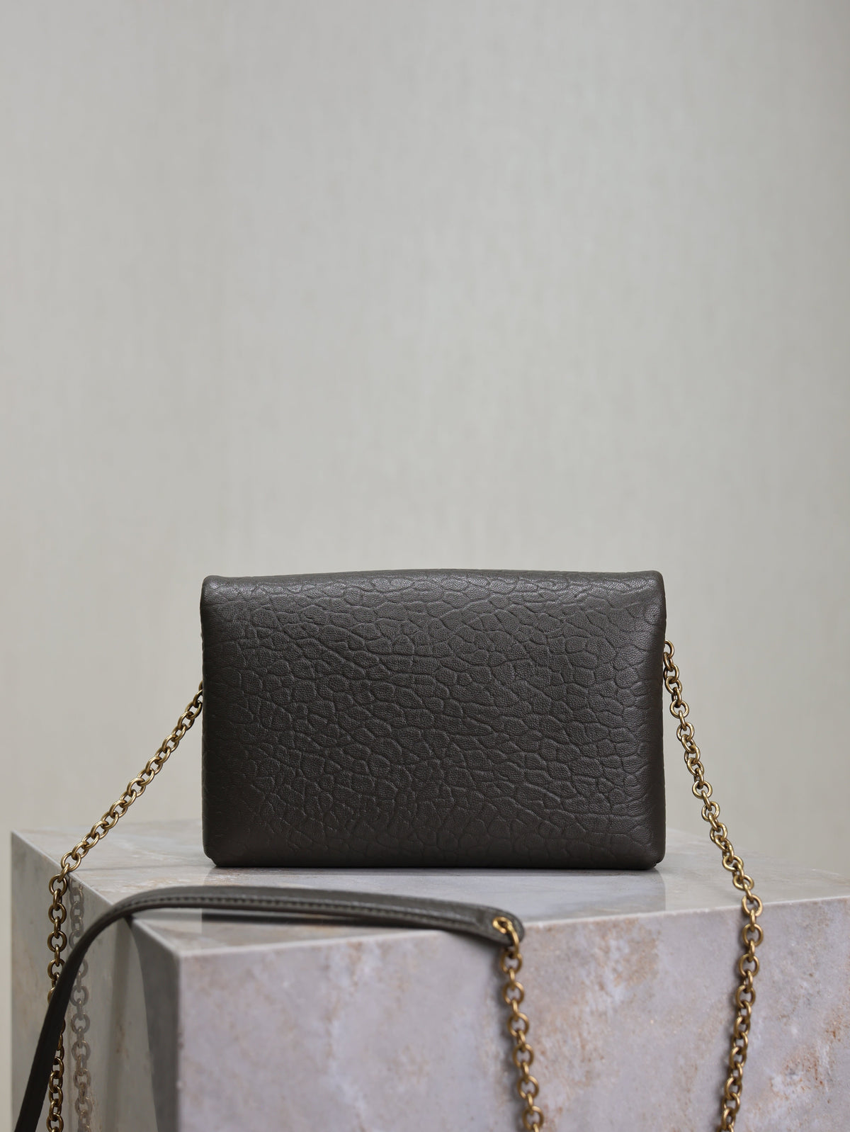 YSL 25S CALYPSO MINI 19 IN CHARCOAL GRAY LAMBSKIN GOLD HARDWRE