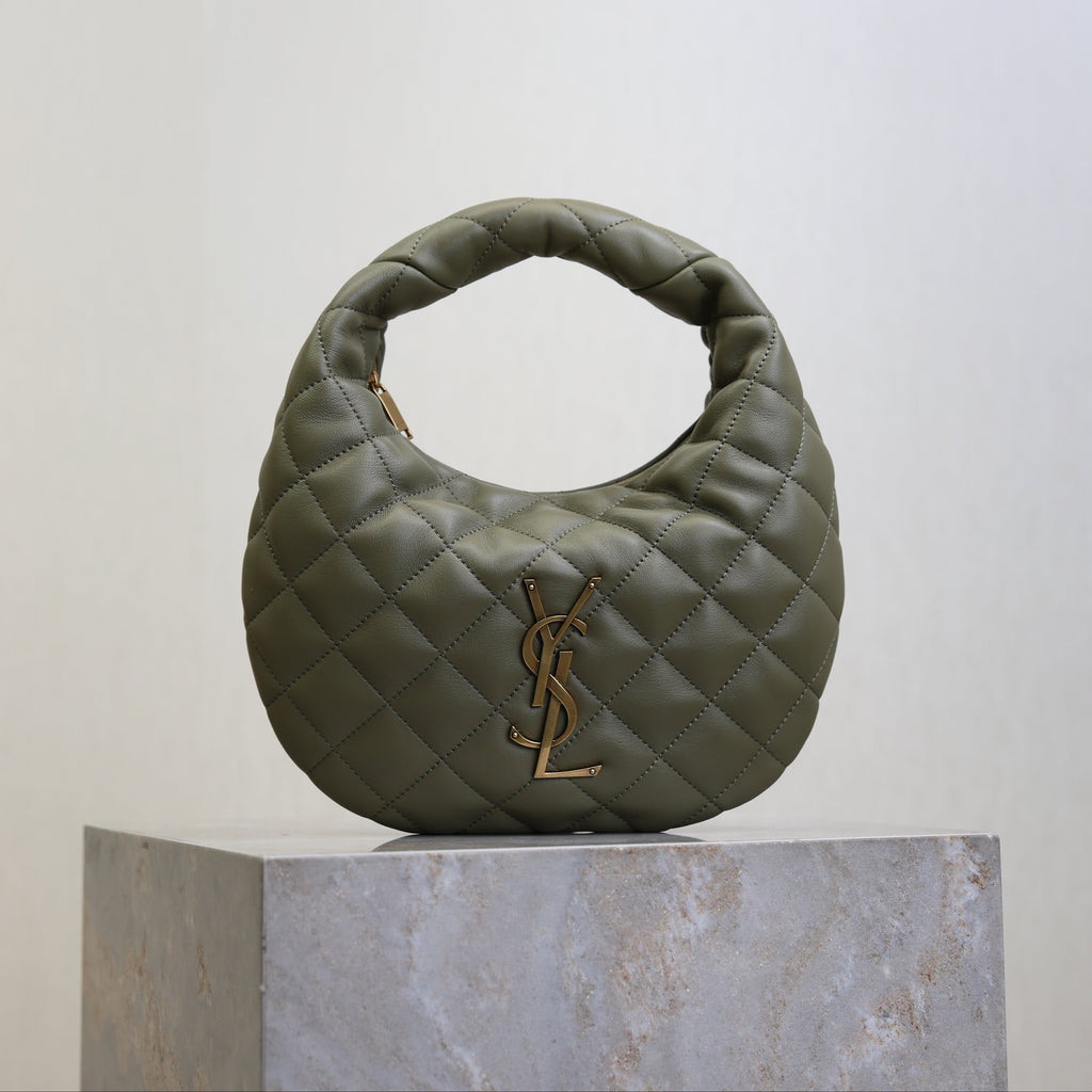 YSL 25S ICARE BABY 17 IN DARK OLIVE QUILTED CALFSKIN GOLD HARDWRE